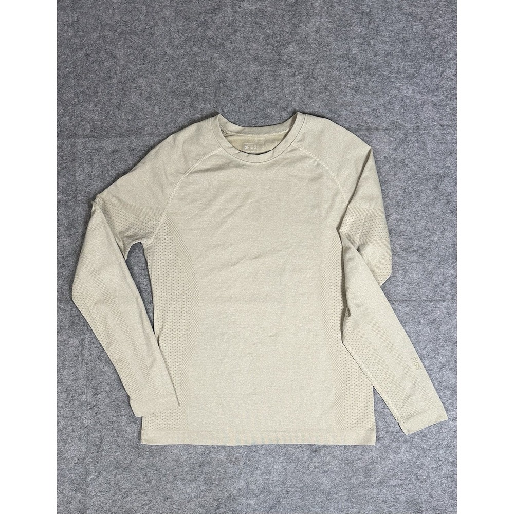 Figs Seamless Underscrub Long Sleeve Top Large W22KW1010 Beige